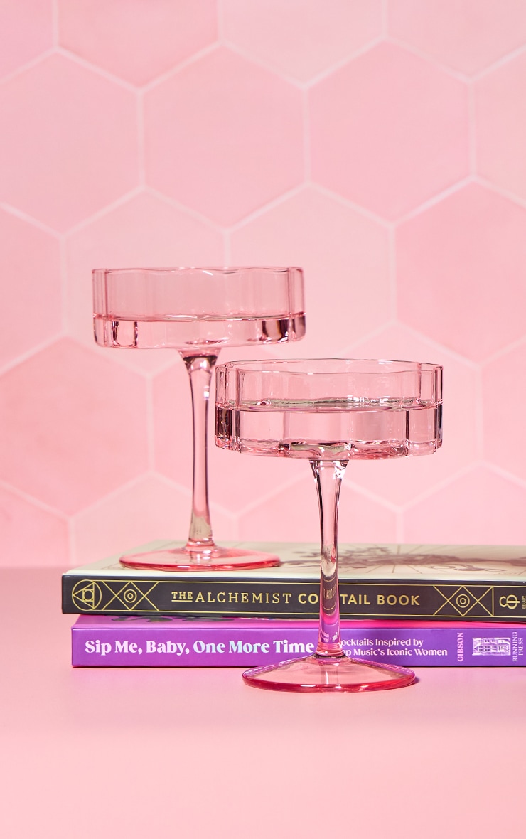 Hestia Bright Pink Scalloped Martini Glass 2 Pack image 2
