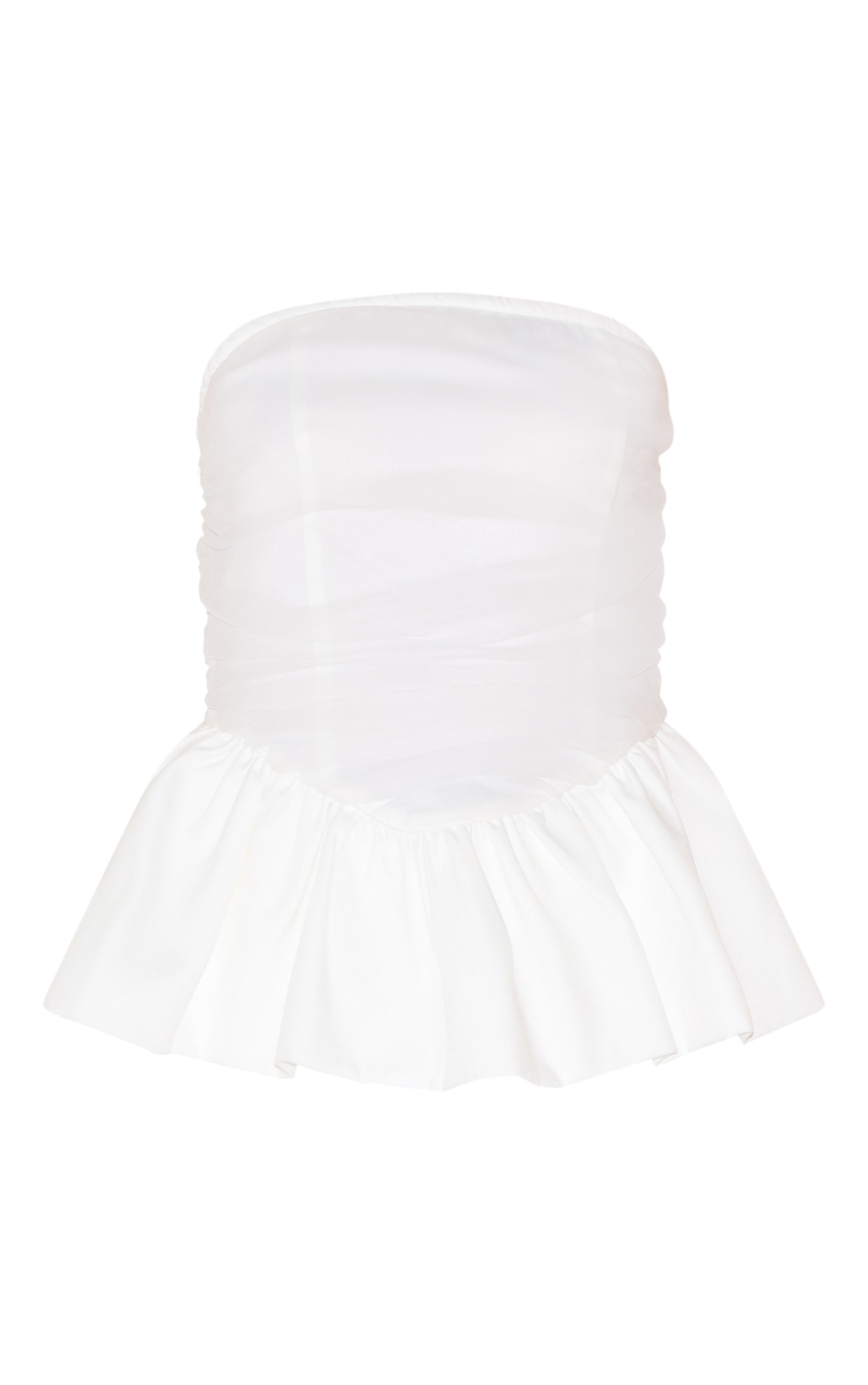 White Mesh Overlay Peplum Corset image 5