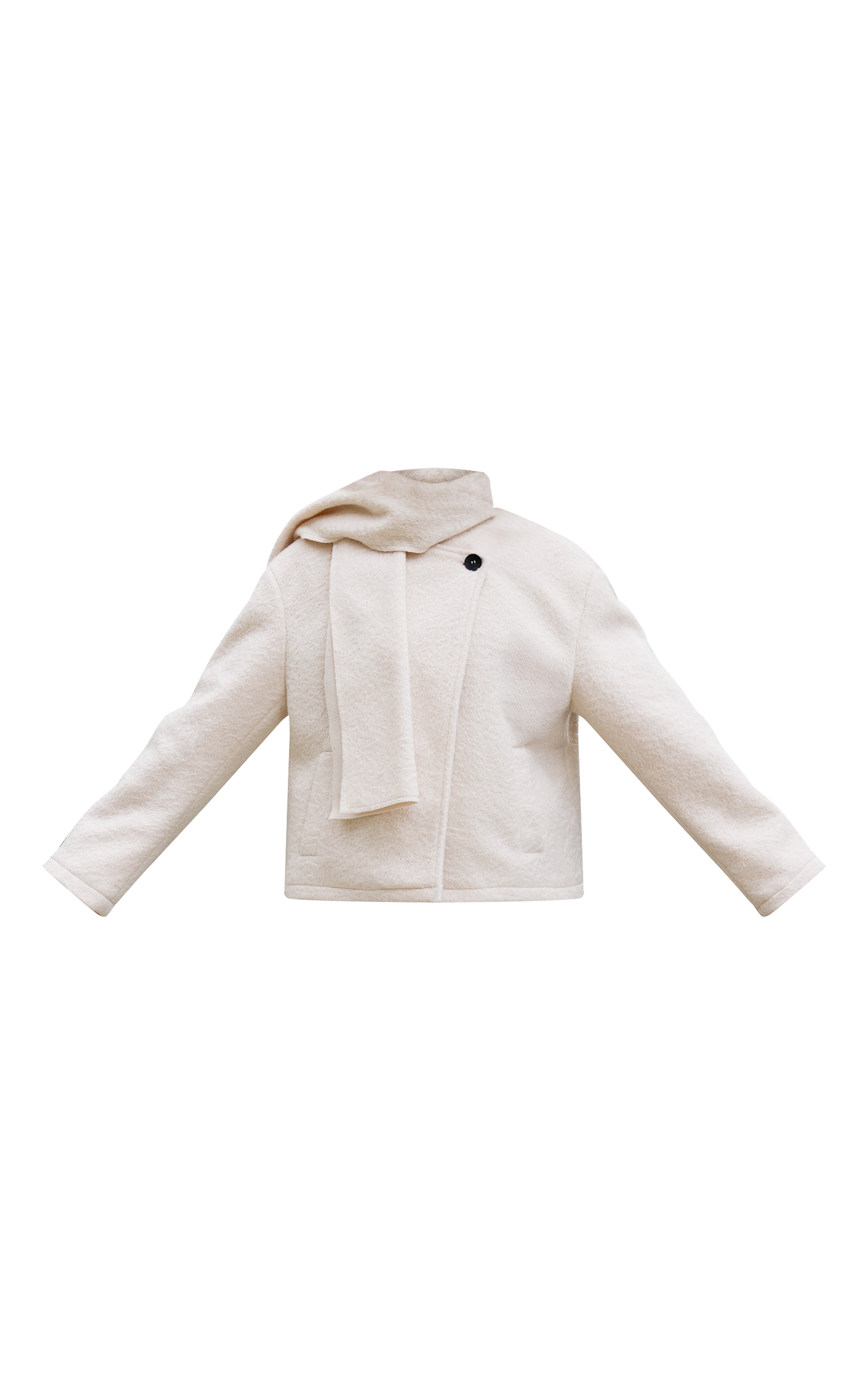 Cream Boucle Scarf Coat image 5