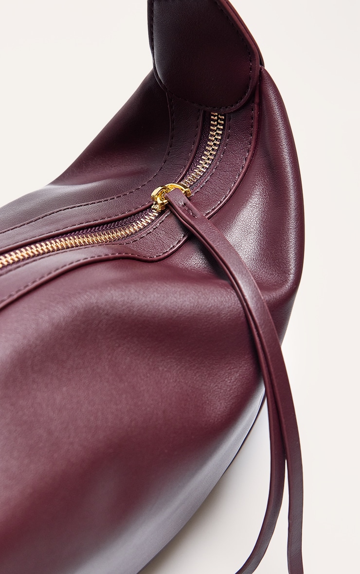  Plum Oversized Pu Slouchy Shoulder Bag image 3