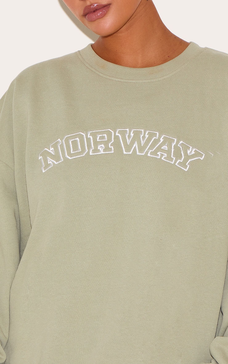 Plus Khaki Premium Embroidered Norway Sweatshirt image 4
