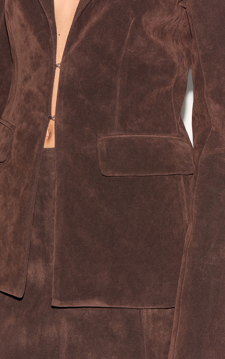 Tall Deep Chocolate Faux Suede Cinched Blazer image 4