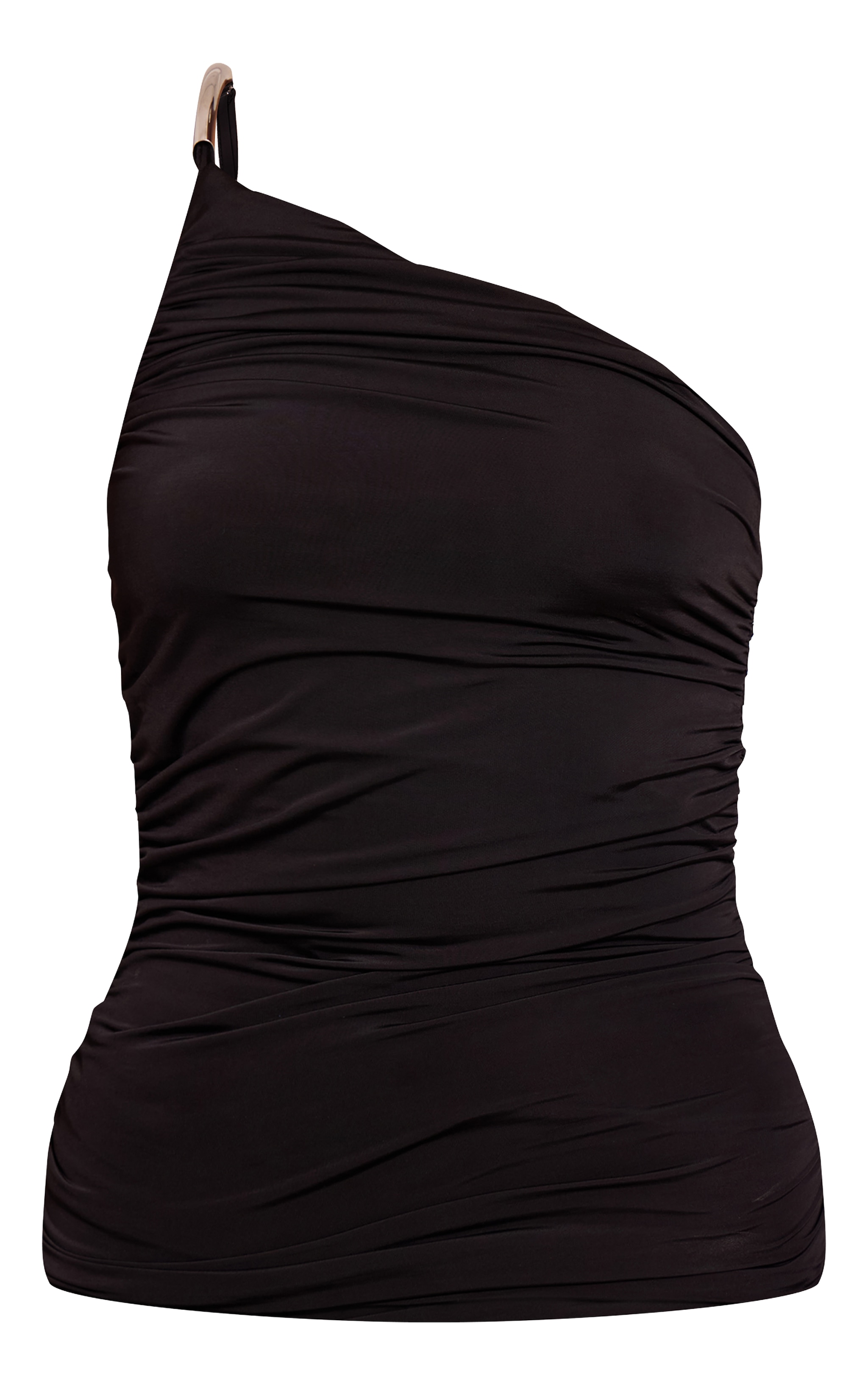Black Slinky Trim Shoulder Detail Long Top image 5