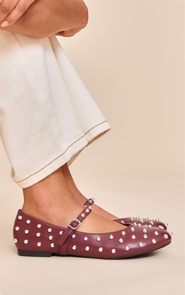 Ballerine En Cuir Avec Détails De Clous image 1
