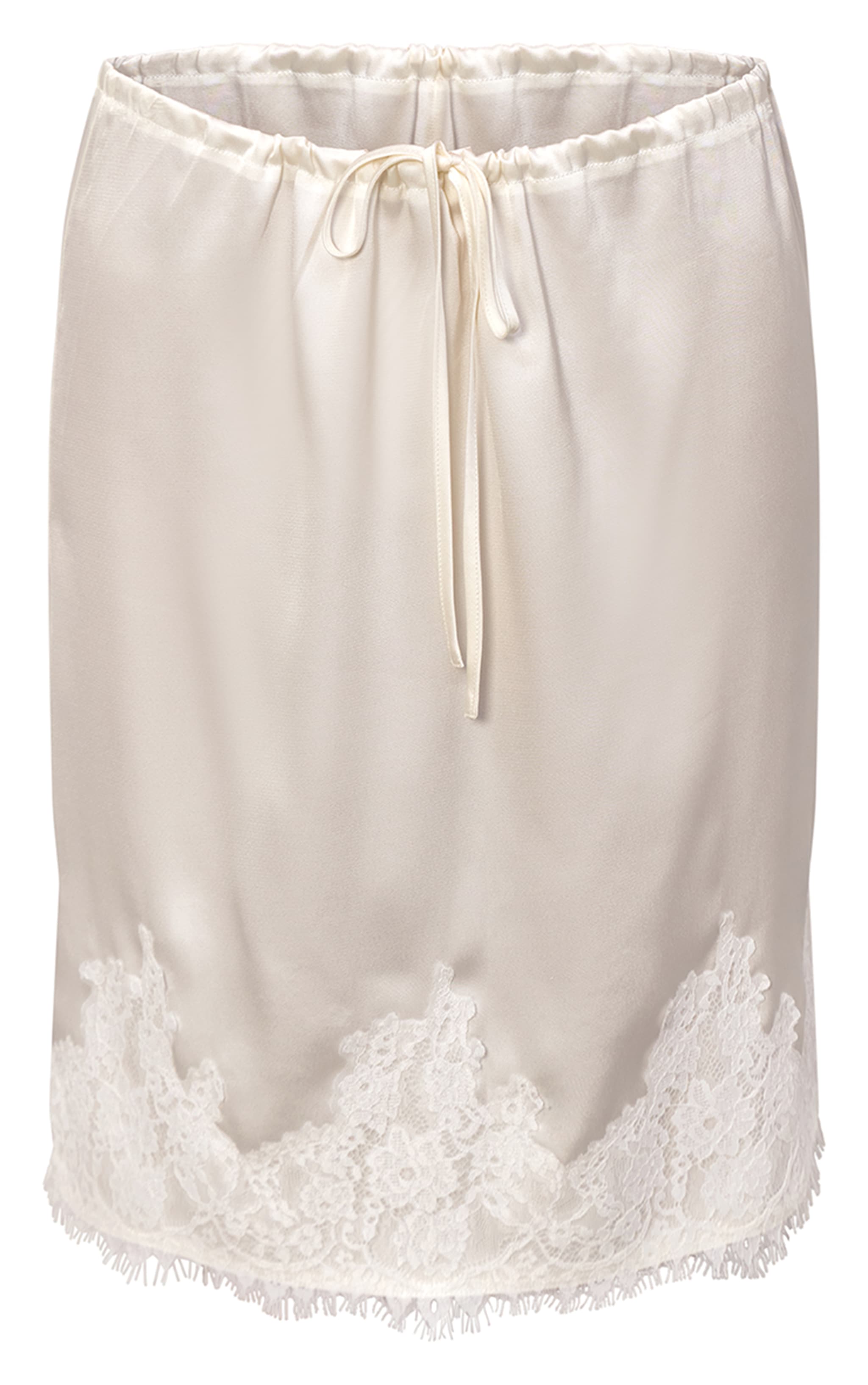 Butter Cream Satin Lace Detail Midi Skirt image 5