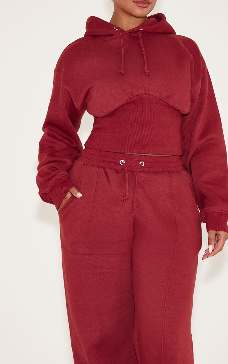 Shape Rosewood Sweat Cropped Shirred Waist Hoodie image 4