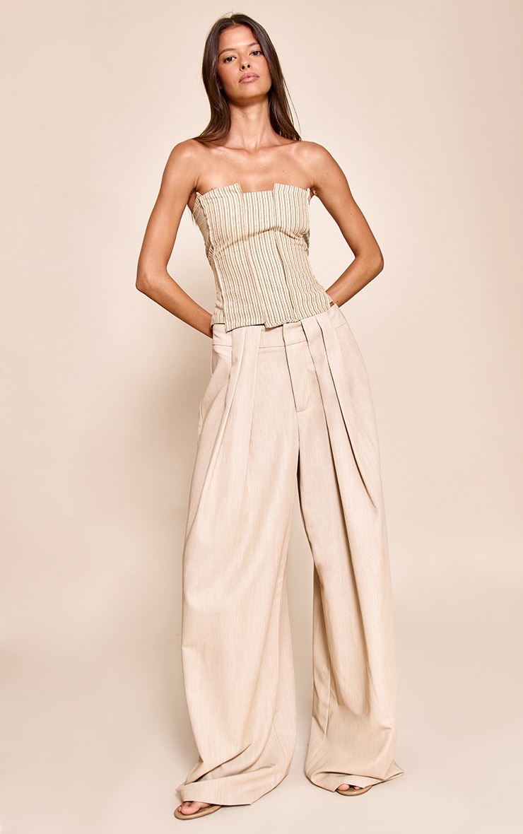 Cream Striped Peach Skin Corset image 3