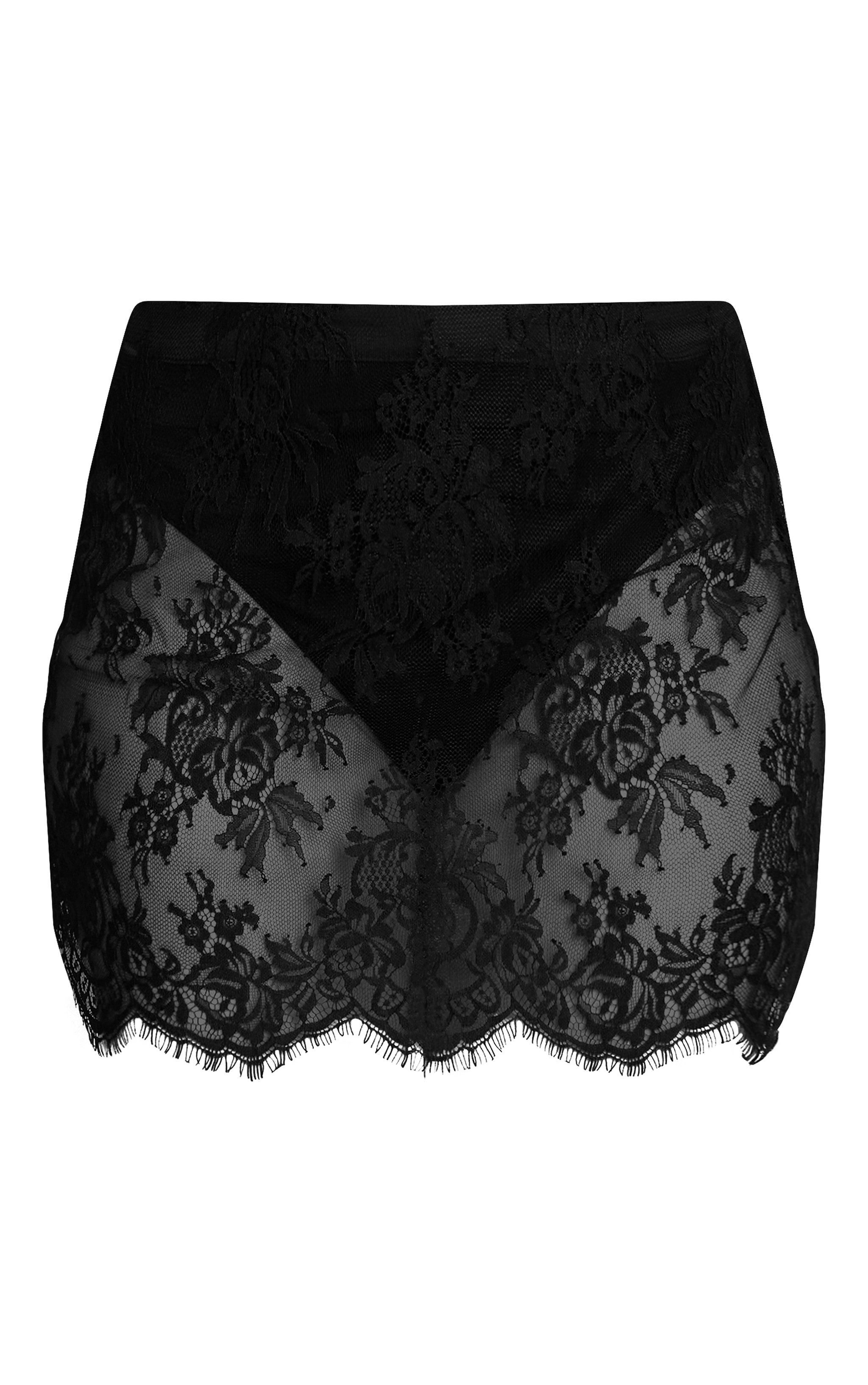 Black Lace Sheer Mini Skirt image 6