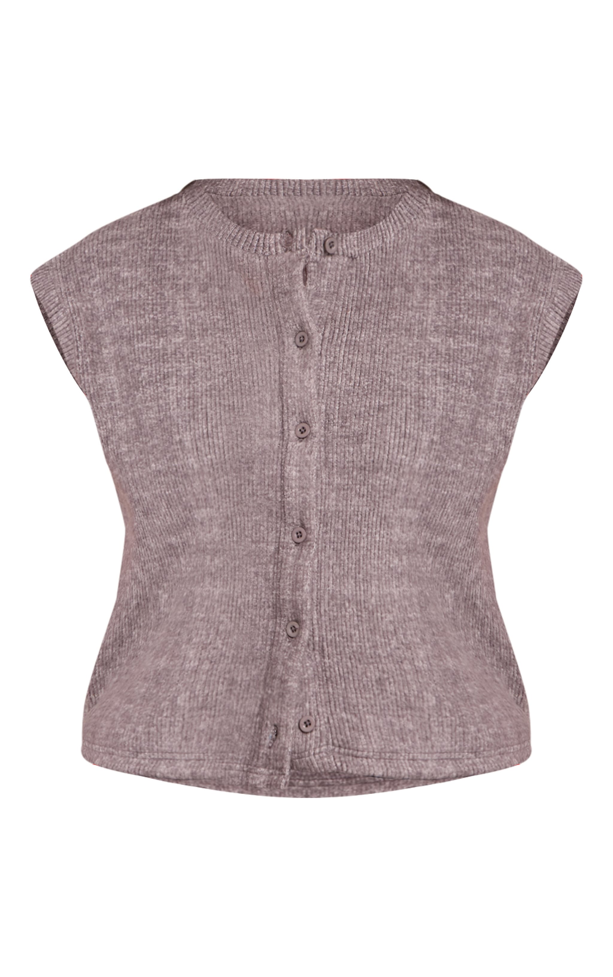 Grey Soft Brushed Chunky Rib Boxy Sleeveless Top  image 5