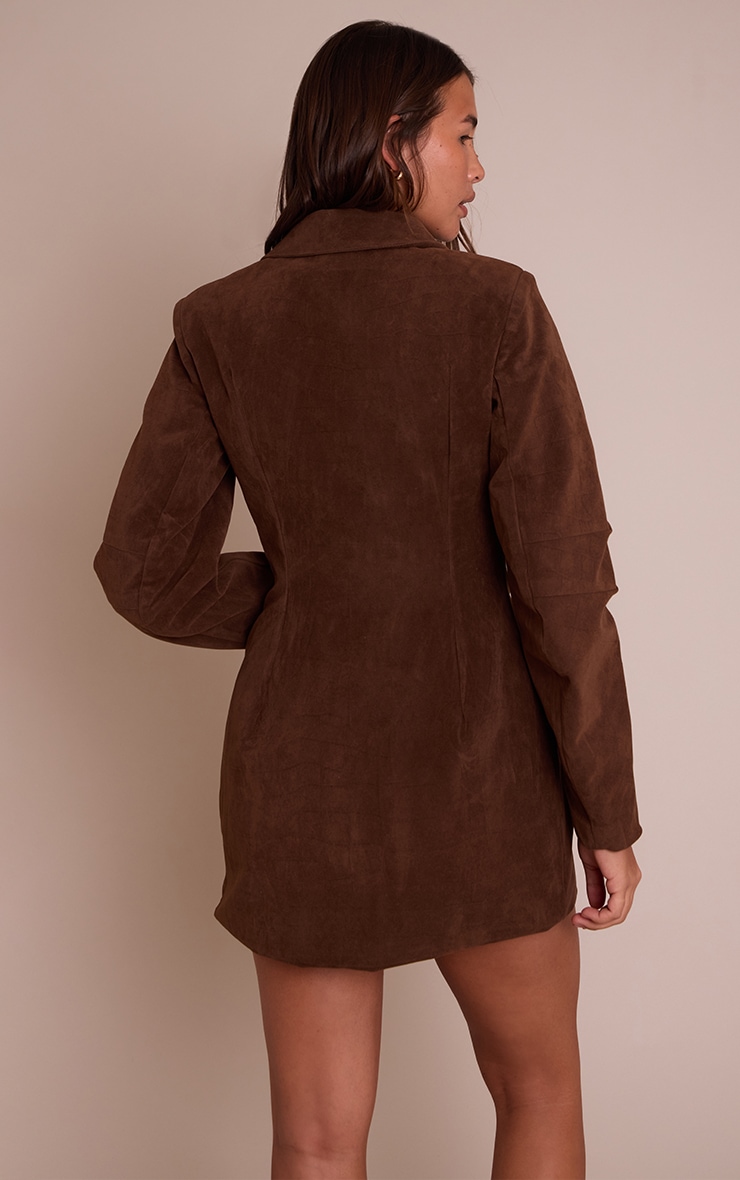 Brown Croc Faux Suede Blazer Dress image 2