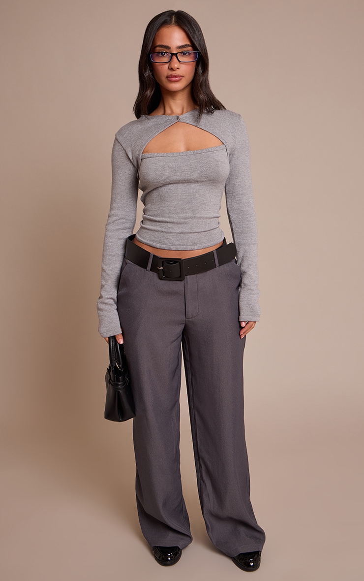 Petite Grey Shrug Detail Knitted Sweater  image 3