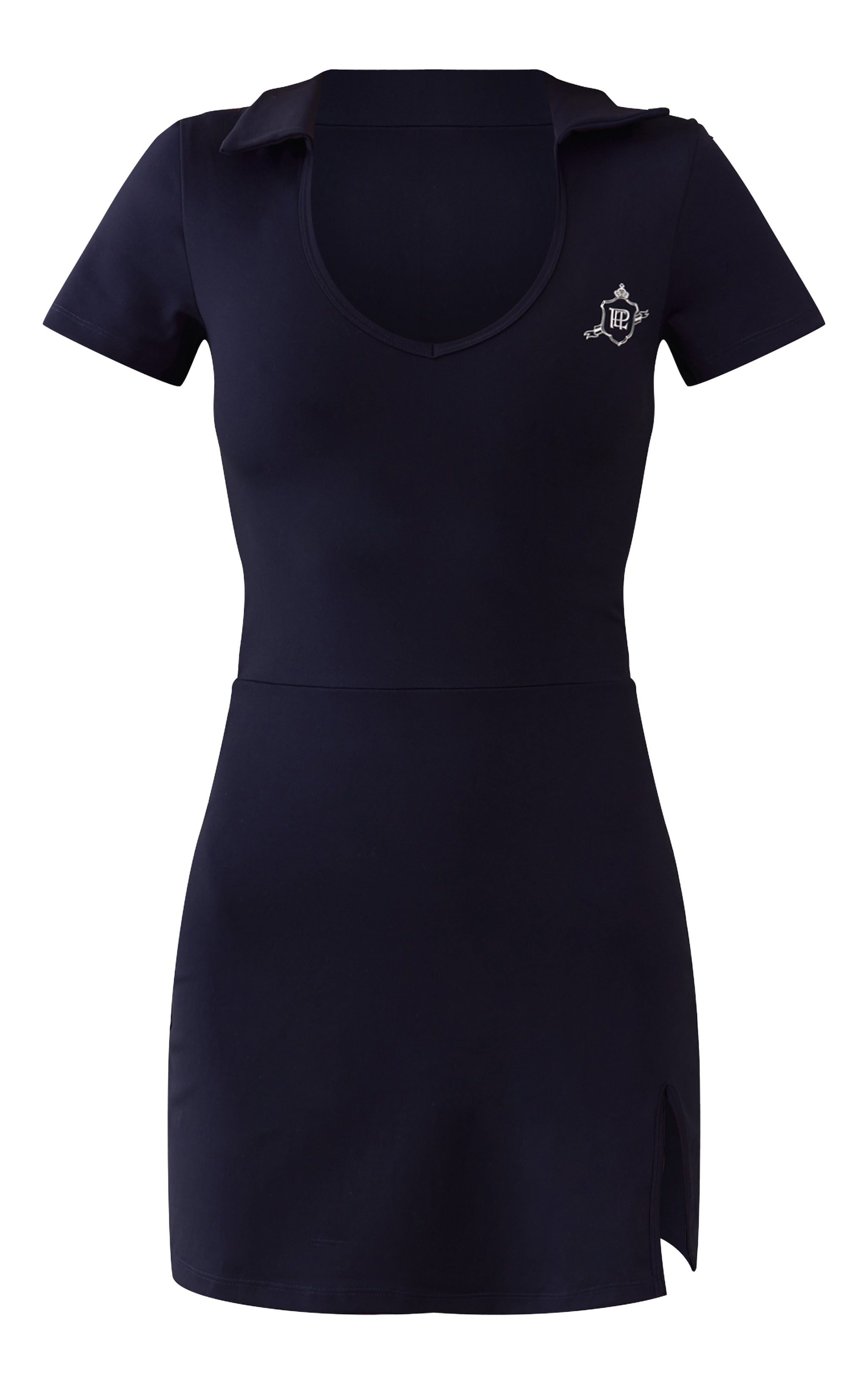 Navy Printed Collar Sculpt Tennis Dress image 5