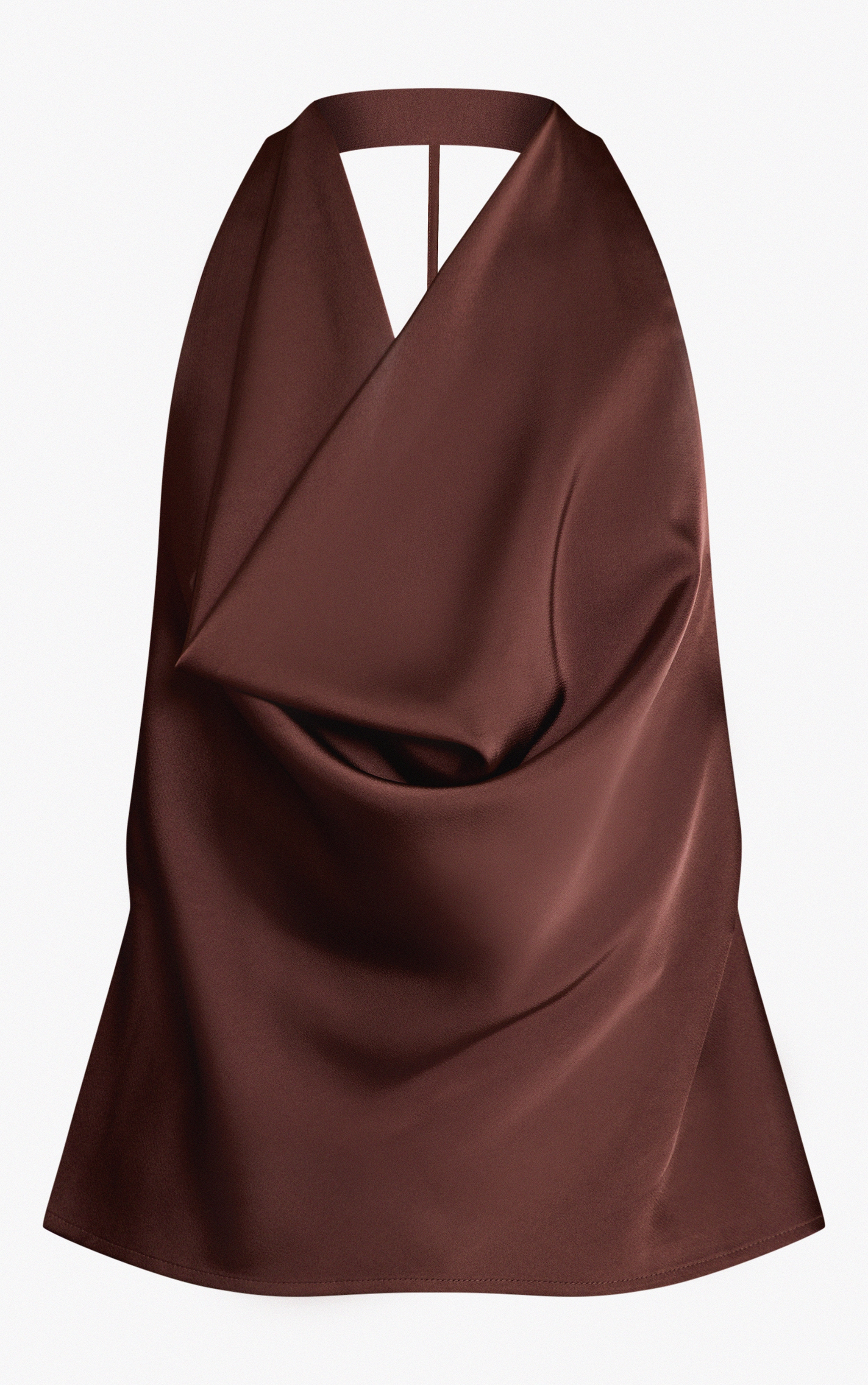 Chocolate Satin Longline Cowl Neck Top image 5