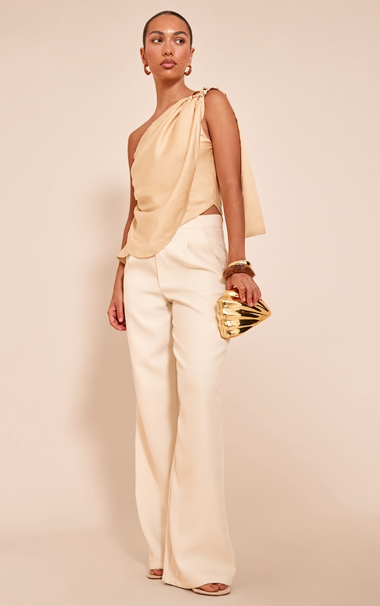 Butter Yellow Satin Drape Trim Detail Top image 3