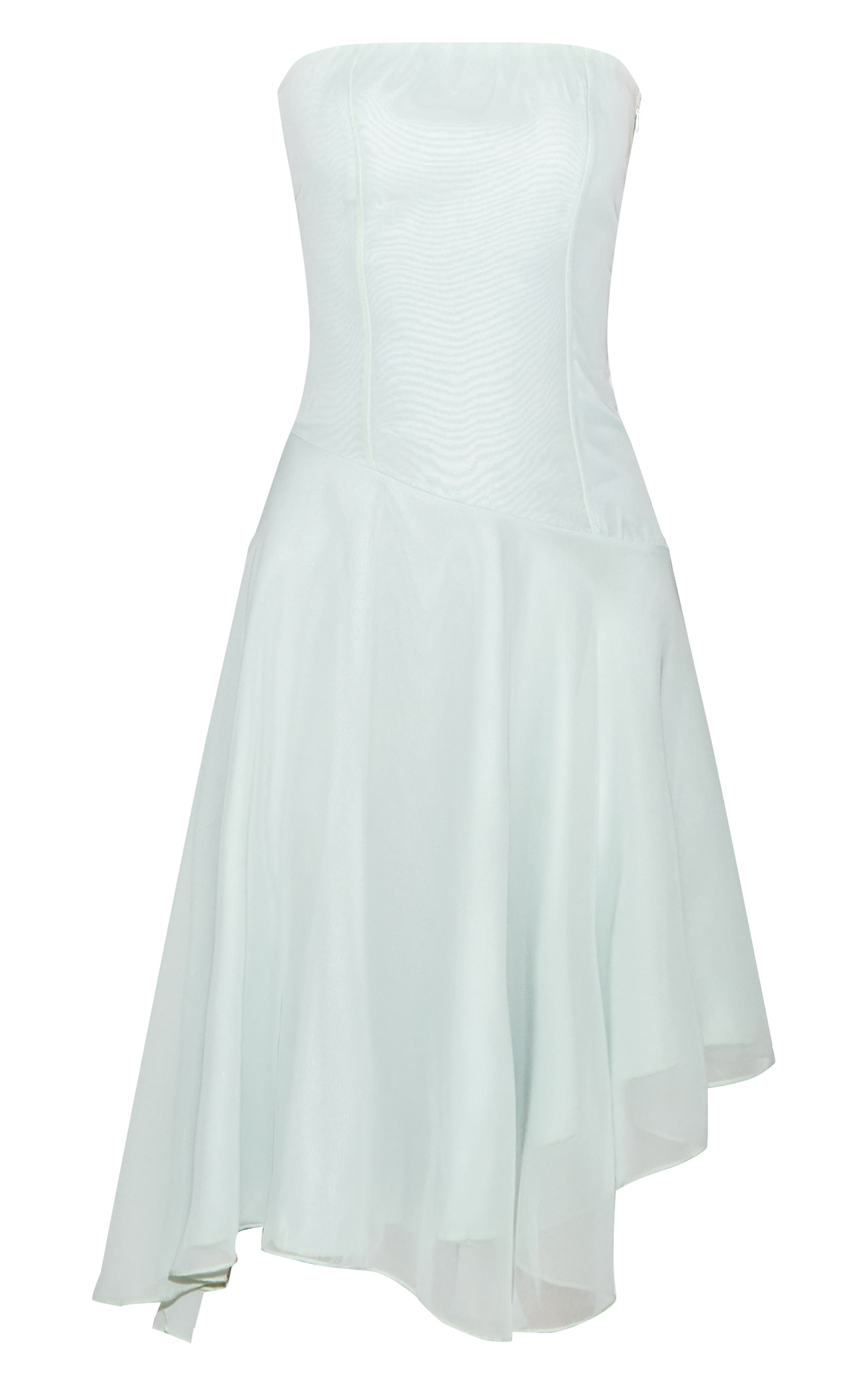 Robe bustier mi-longue sauge à ourlet asymétrique image 5