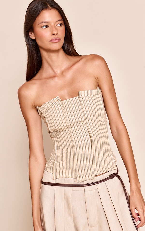 Corset en peau de pêche crème à rayures