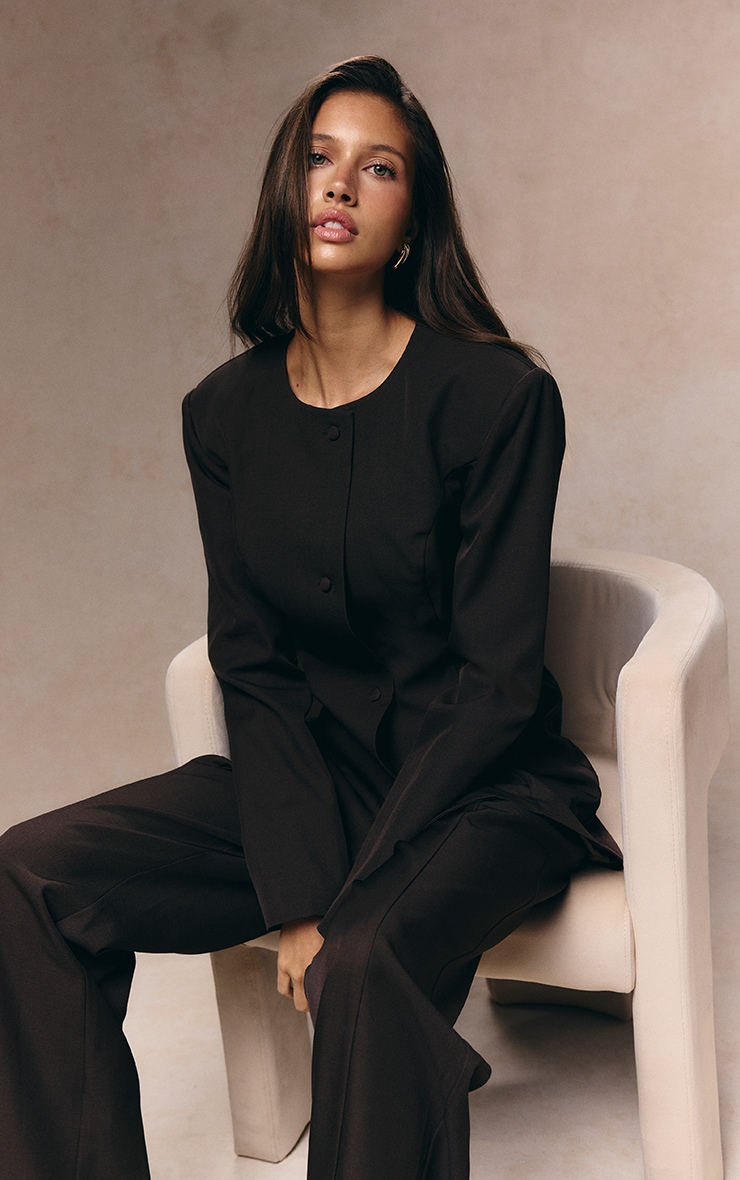 Deep Chocolate Tailored Straight Leg Trousers image 3