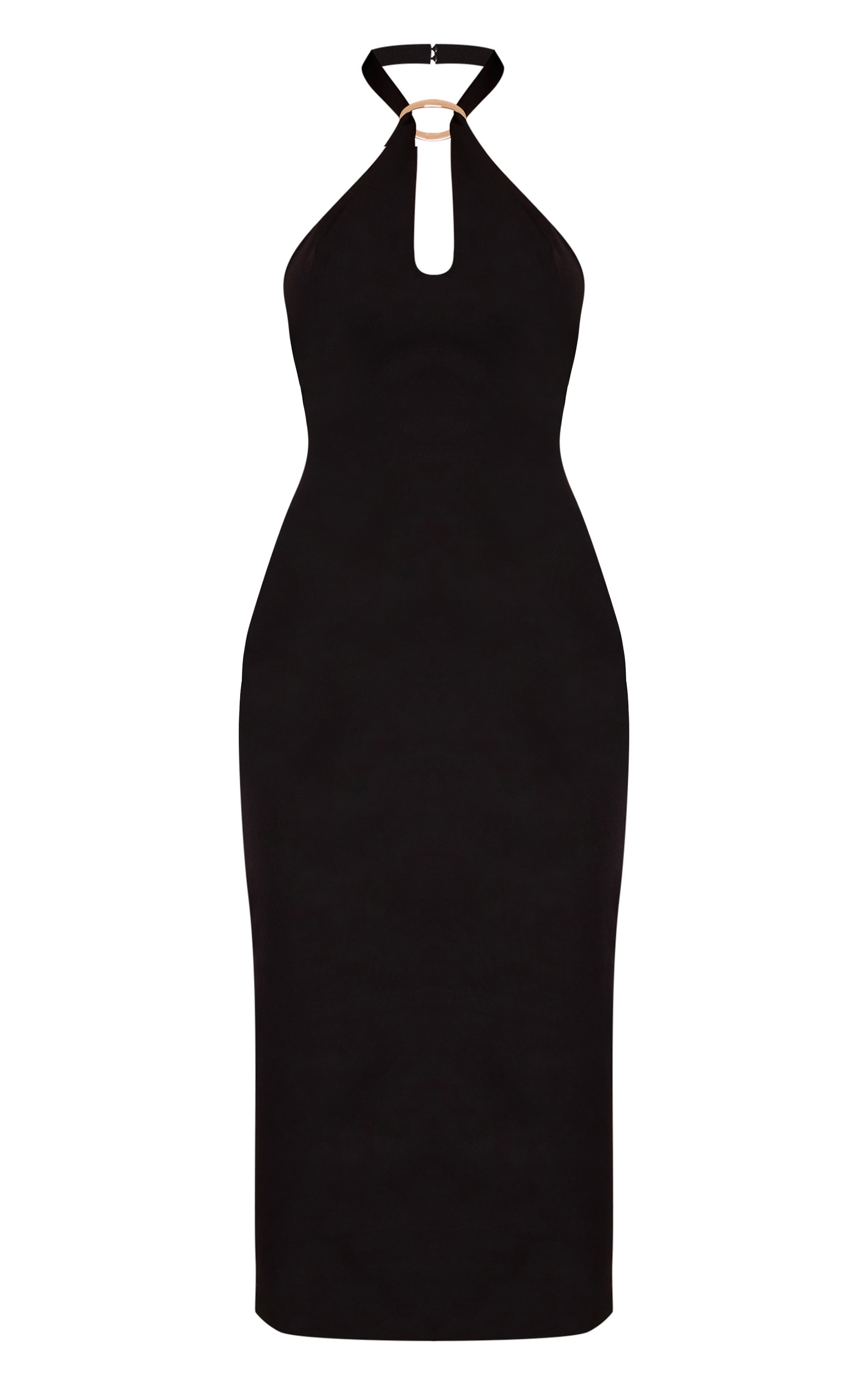 Black Trim Detail Halterneck Midaxi Dress image 5