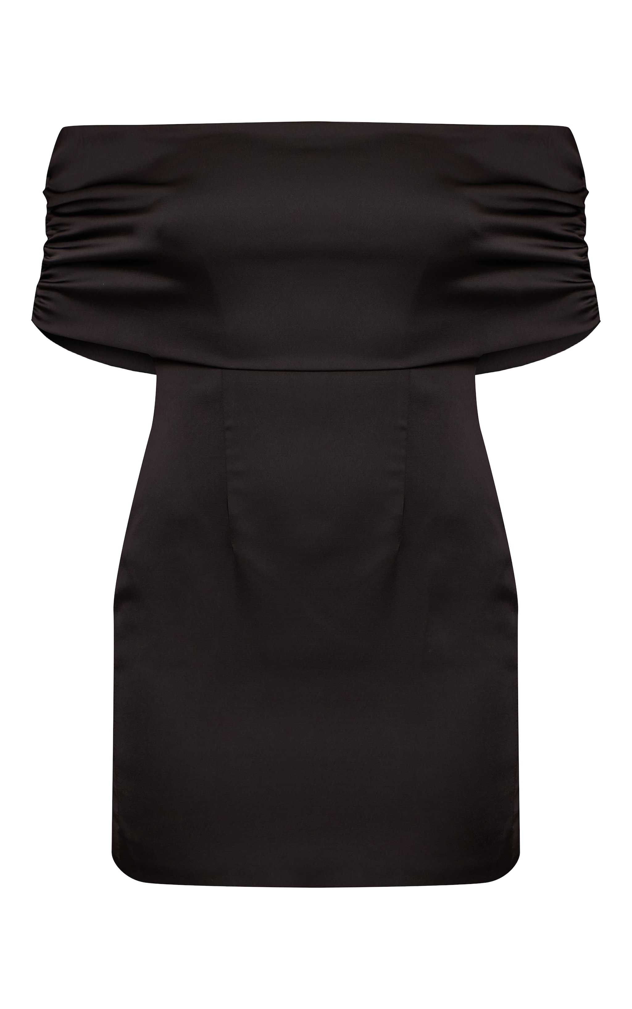 Black Satin Off The Shoulder Mini Dress image 5