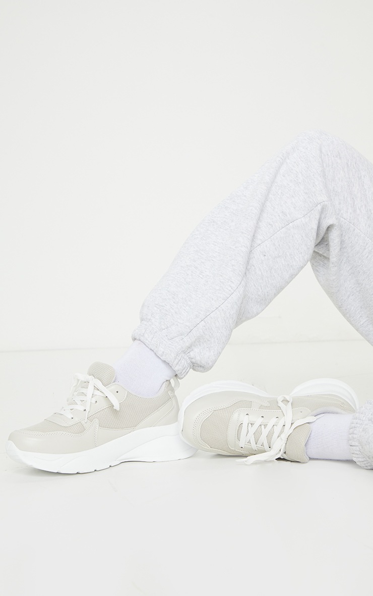 Stone Chunky Sole Mesh Trainers