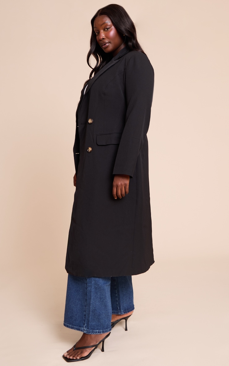 Plus Black Maxi Length Duster Coat image 3