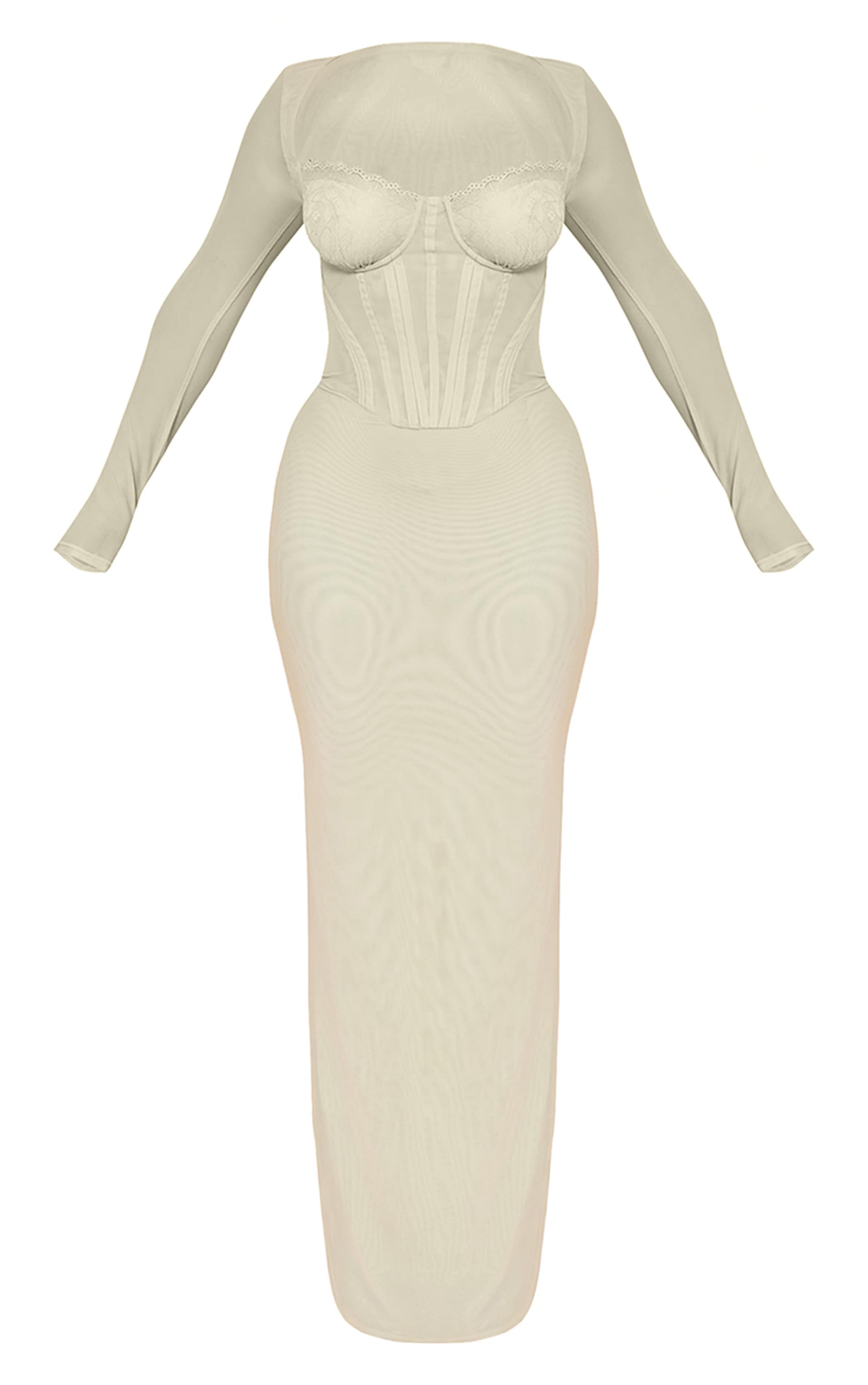 Shape Robe longue en mesh sauge à bordures en dentelle et détail corset image 5