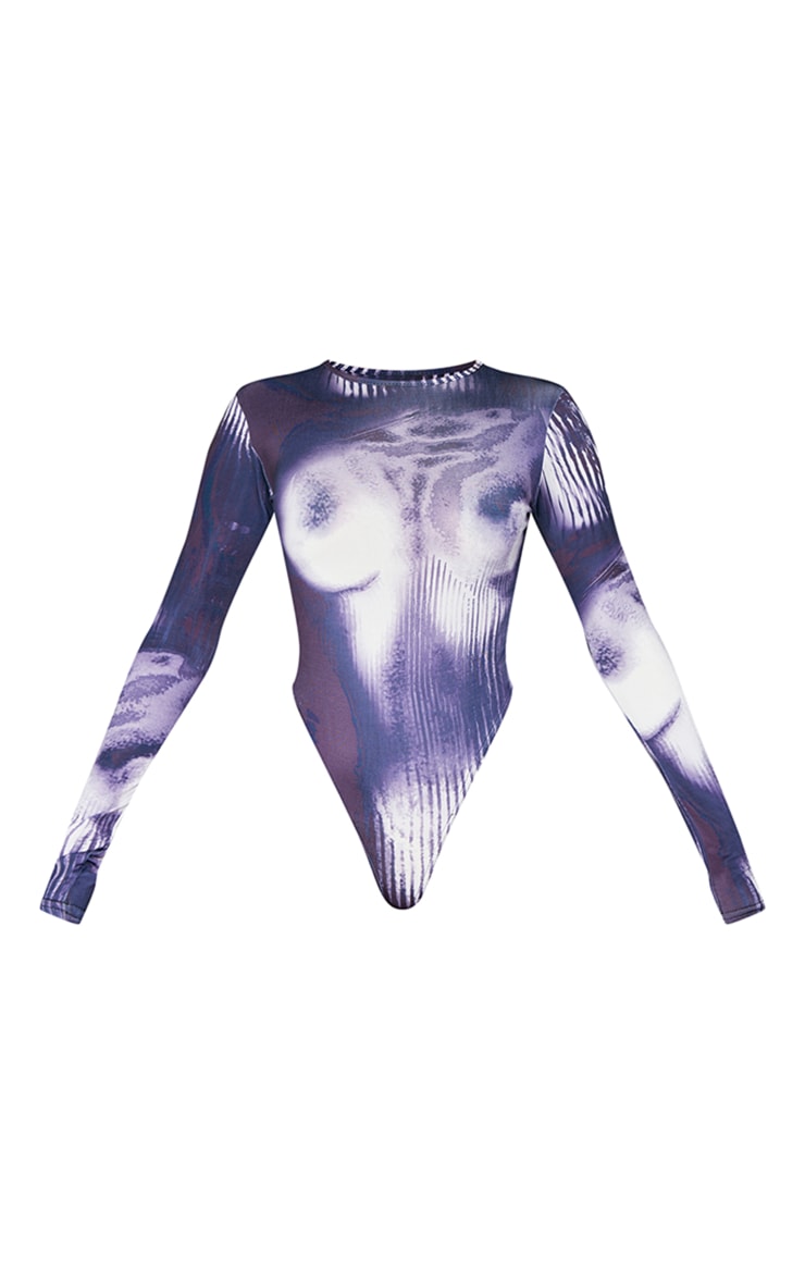 Black Body Print Long Sleeve Bodysuit image 5