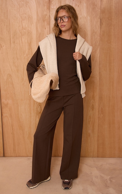 Espresso Interlock Pintuck Straight Leg Sweatpants