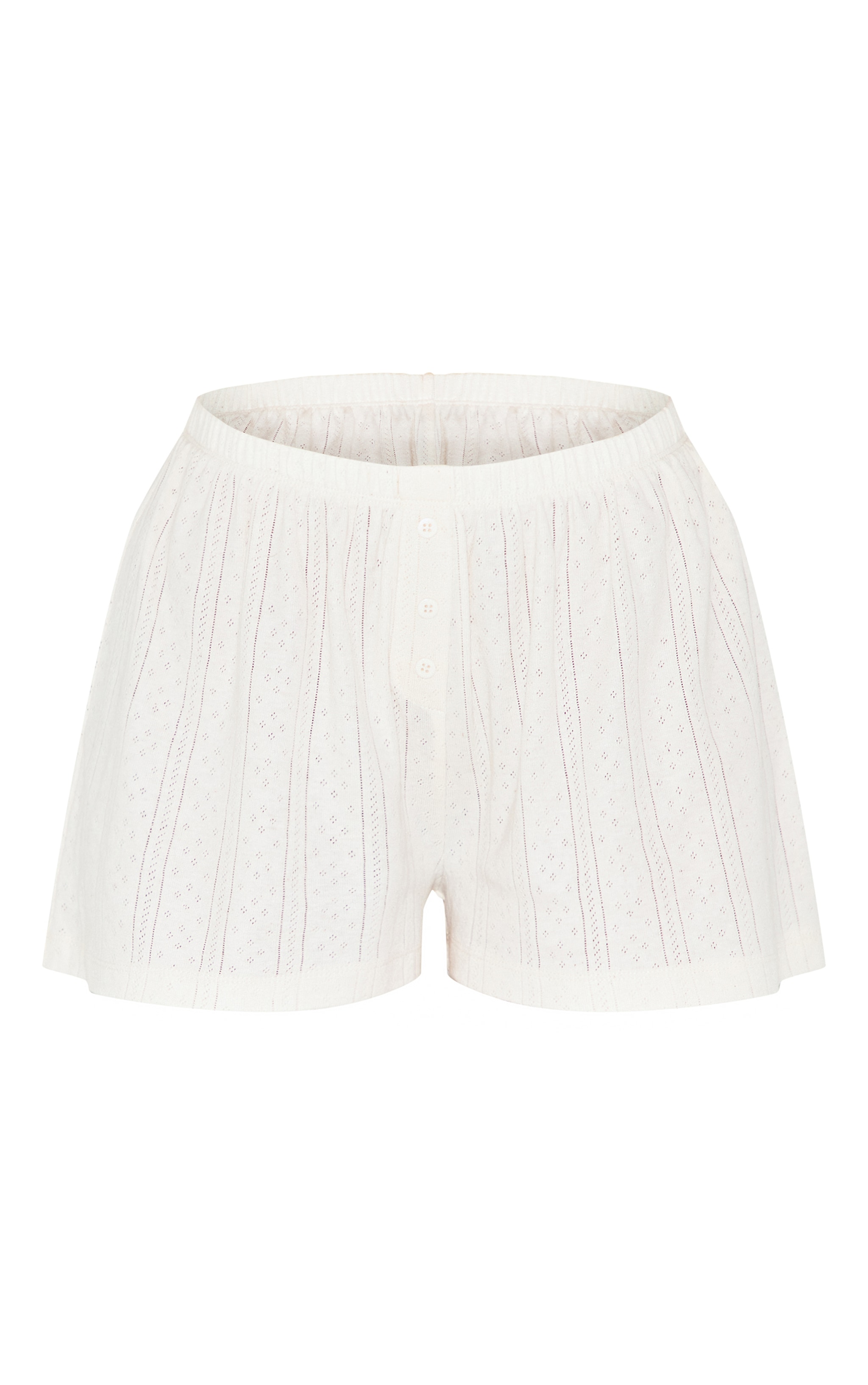 Petite Short de pyjama en maille pointelle crème image 6