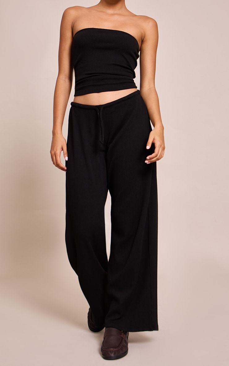 Black Drawstring Slouchy Wide Leg Pants image 2