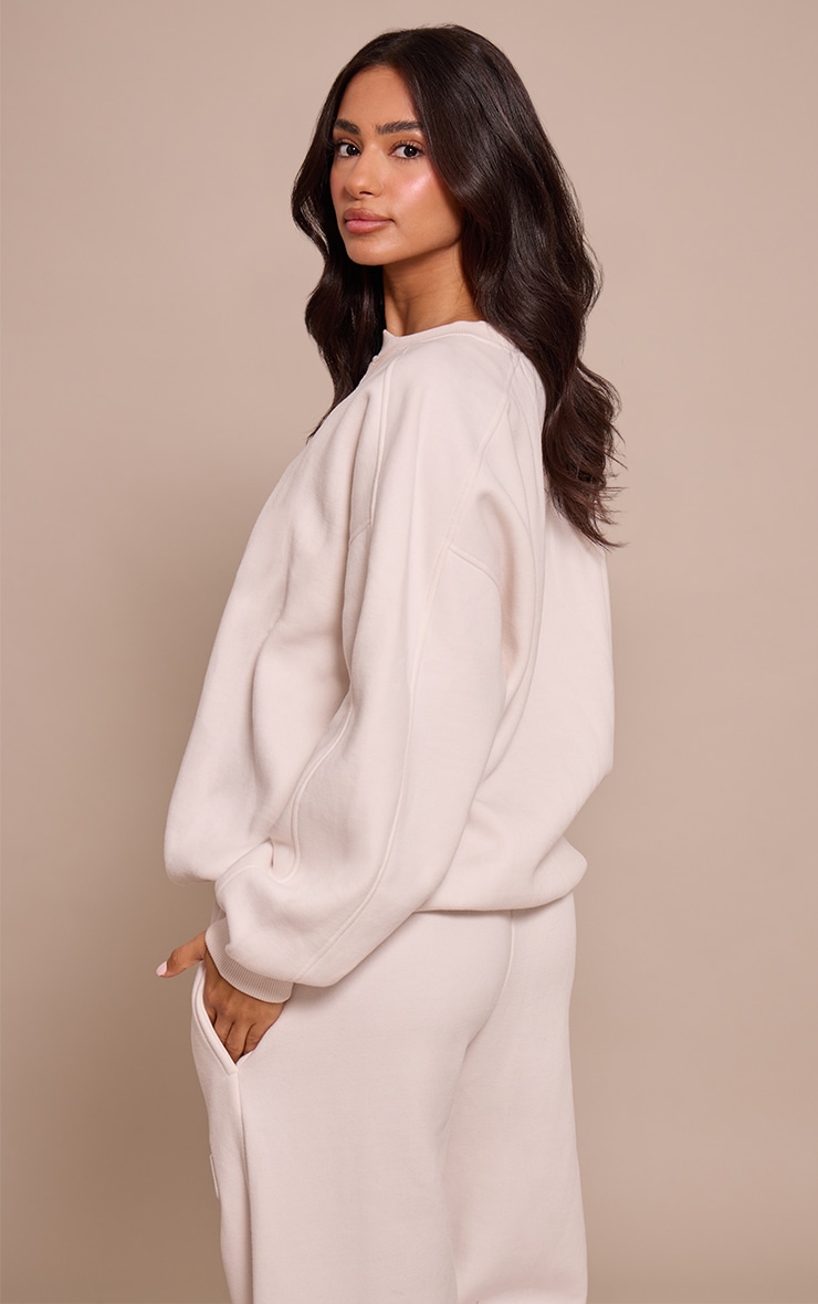 Petite Cream PLT Embossed Crew Neck Sweatshirt image 2