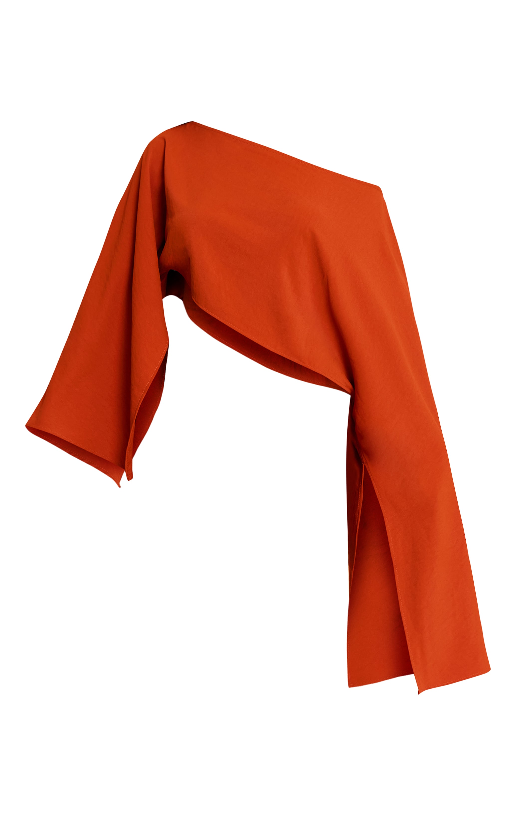Petite Rust Floaty Woven Slash Neck Long Sleeve Top image 5