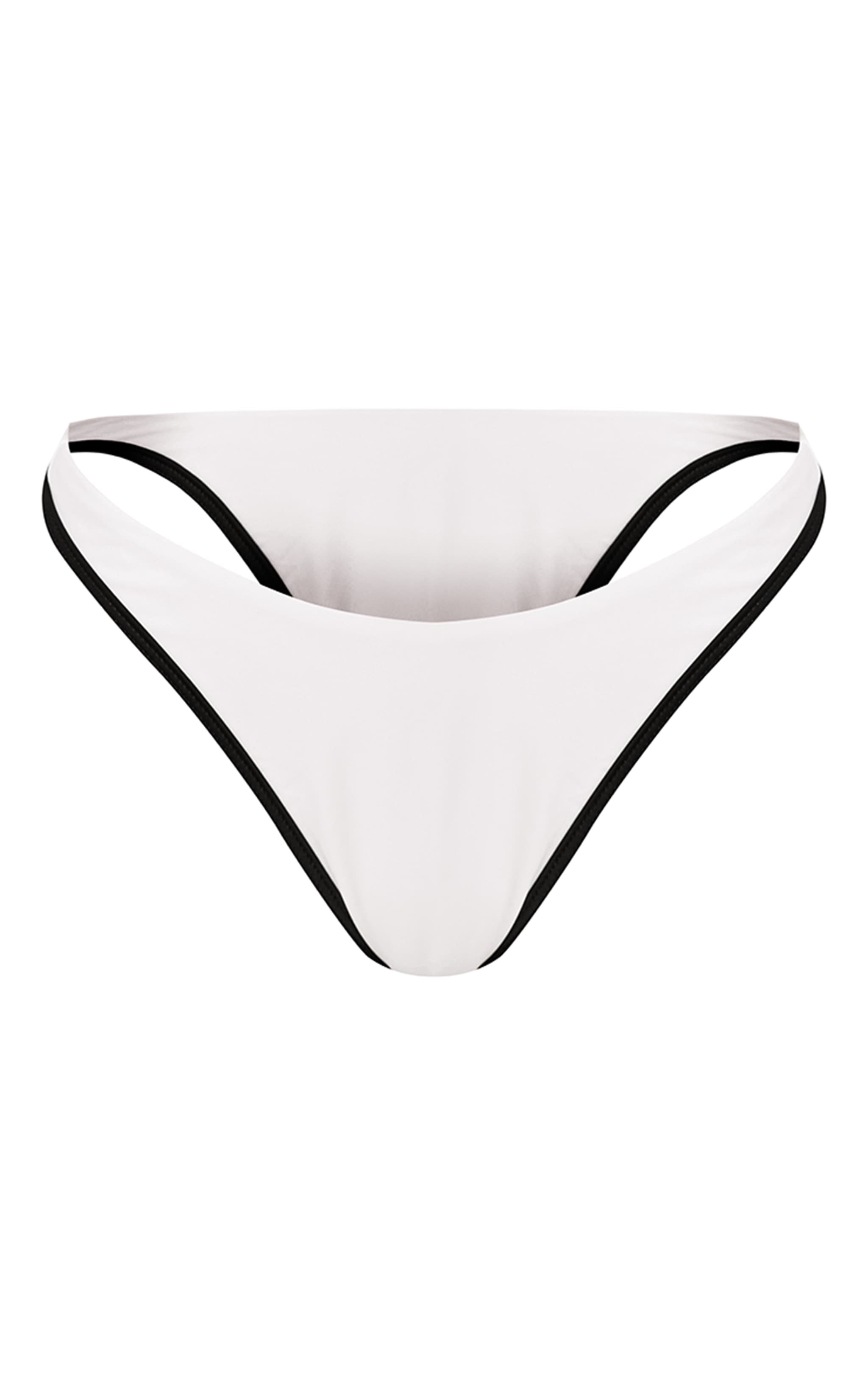 Bas de maillot de bain blanc froncé derrière à bordures contrastantes image 5