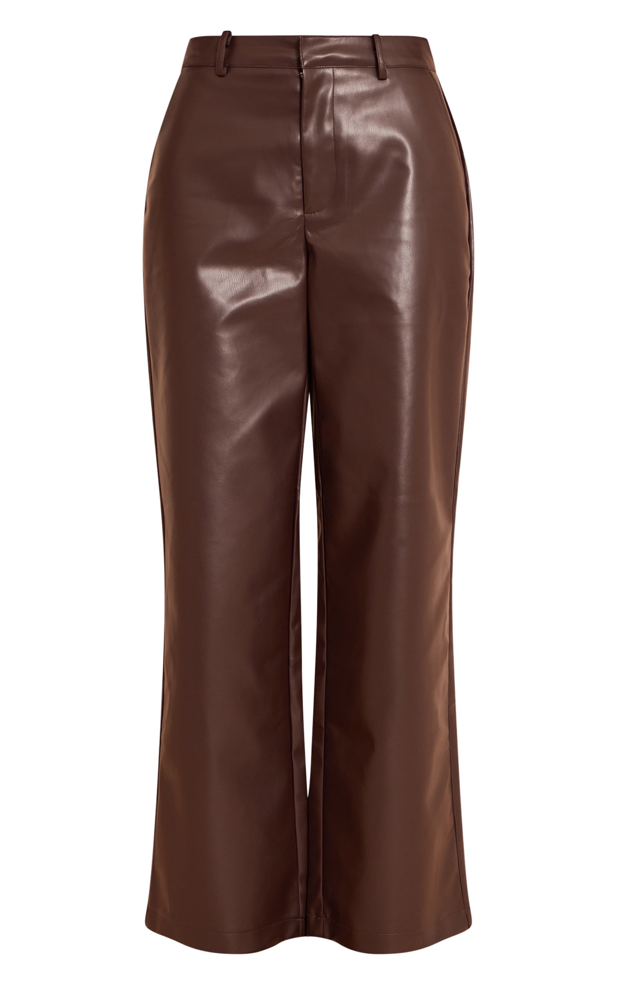 Brown Faux Leather Straight Leg Pant image 5