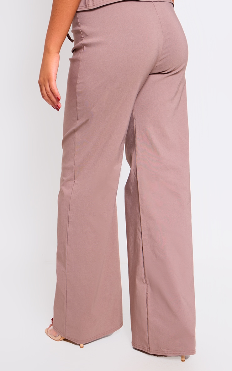 Mocha Stretch Woven Mid Rise Wide Leg Pants image 3