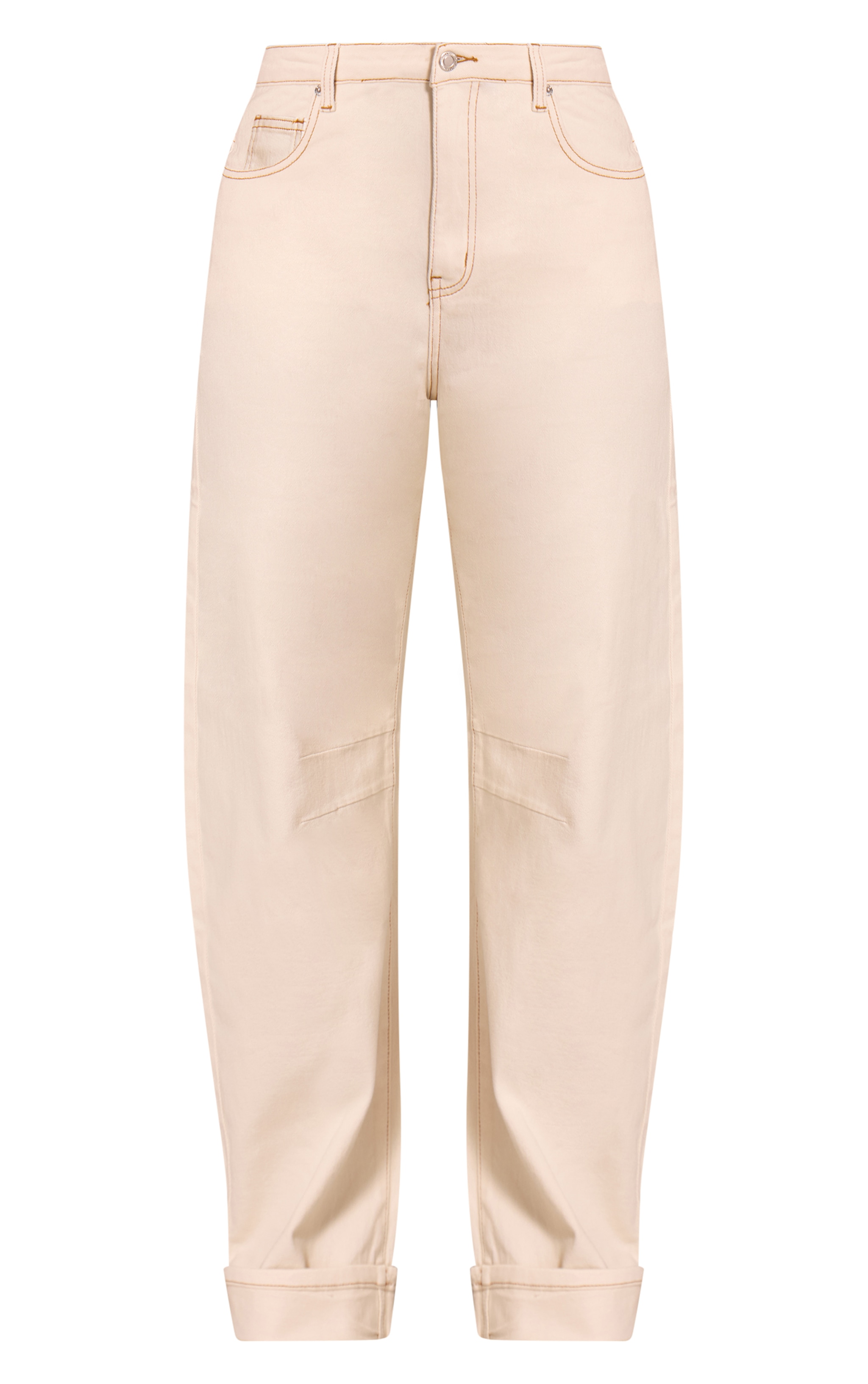 Shape Ecru Highwaisted Stretch Denim Barrel Leg Turn Up Hem Jean image 5