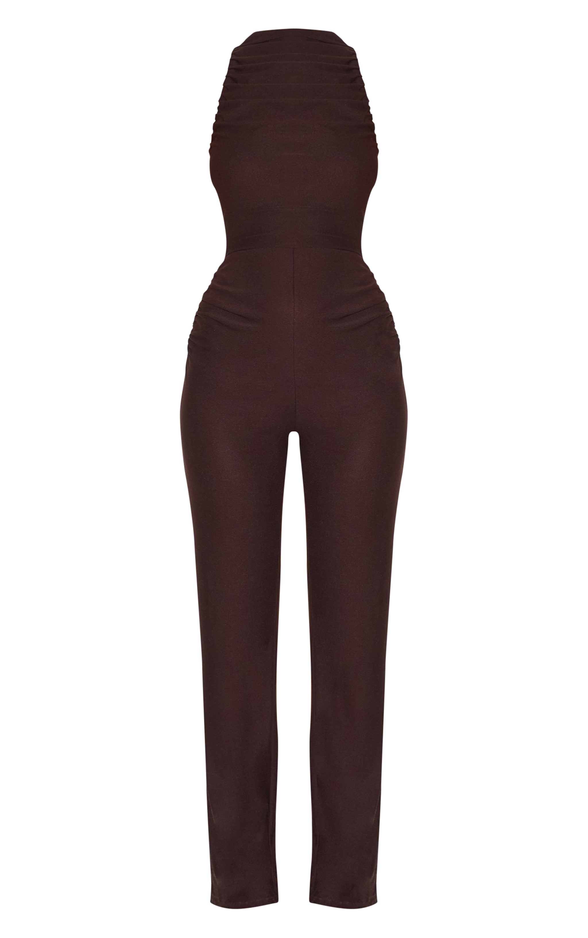 Chocolate Soft Touch Ruched Straight Leg Jumpsuit image 5