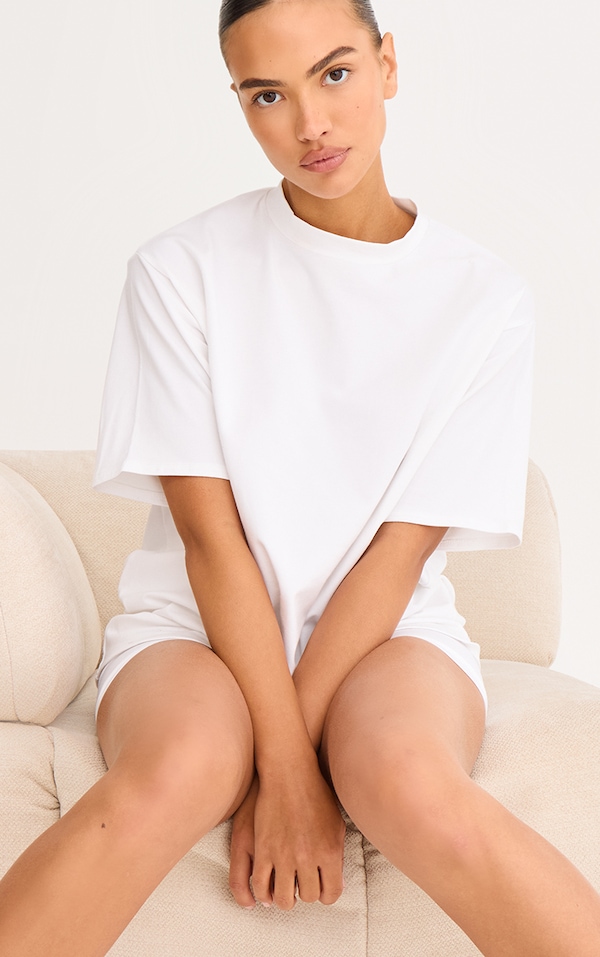 White Cotton Basic Oversized T-shirt