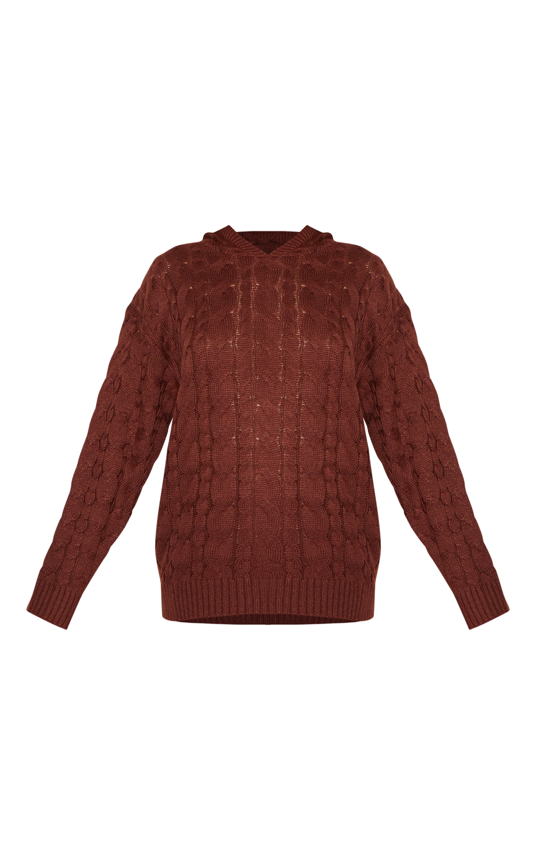 Chocolate Cable Knit Oversized Hoodie image 5