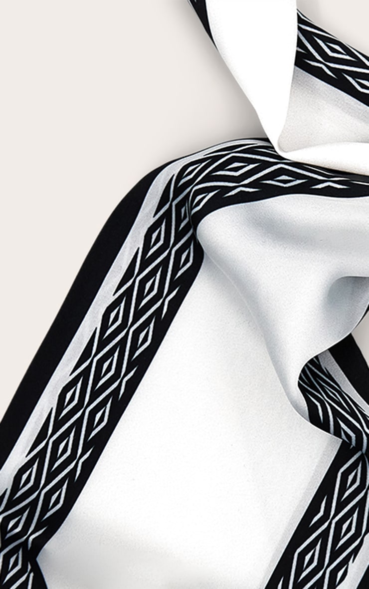 White Border Satin Neck Scarf image 3