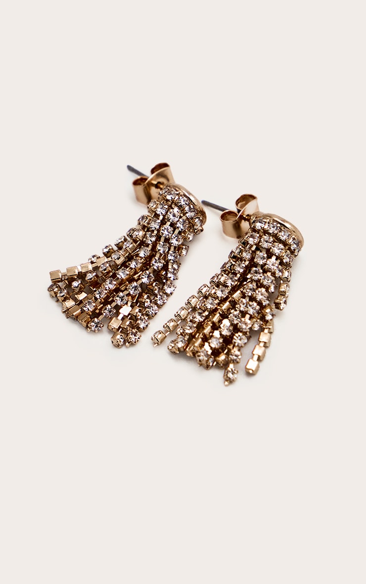 Mini boucles d'oreilles en grappes dorées à strass image 3