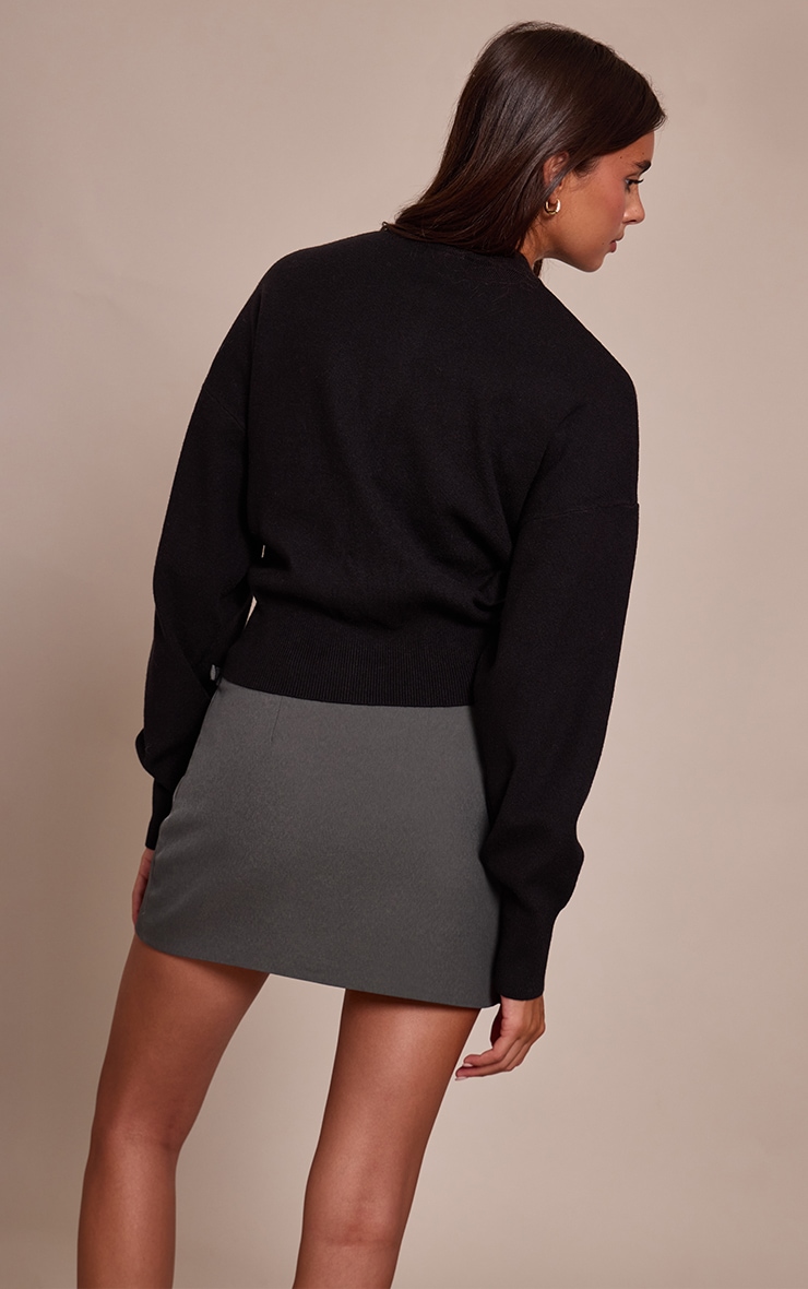 Cardigan en maille tricot compacte noire image 2