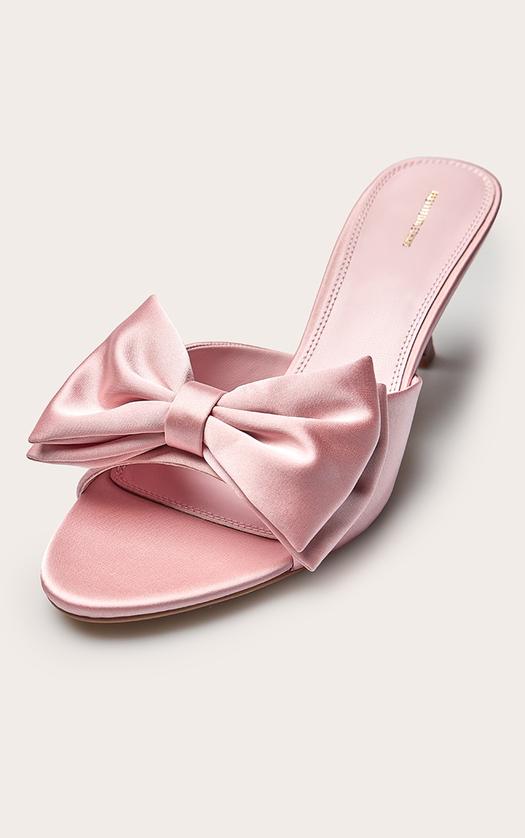 Ballerina Pink Satin Bow Detail Heeled Mule image 4