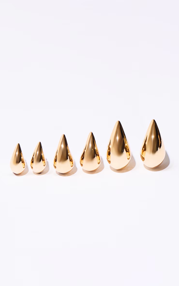 Lot de boucles d'oreilles à clous dorées en forme de goutte d'eau image 1
