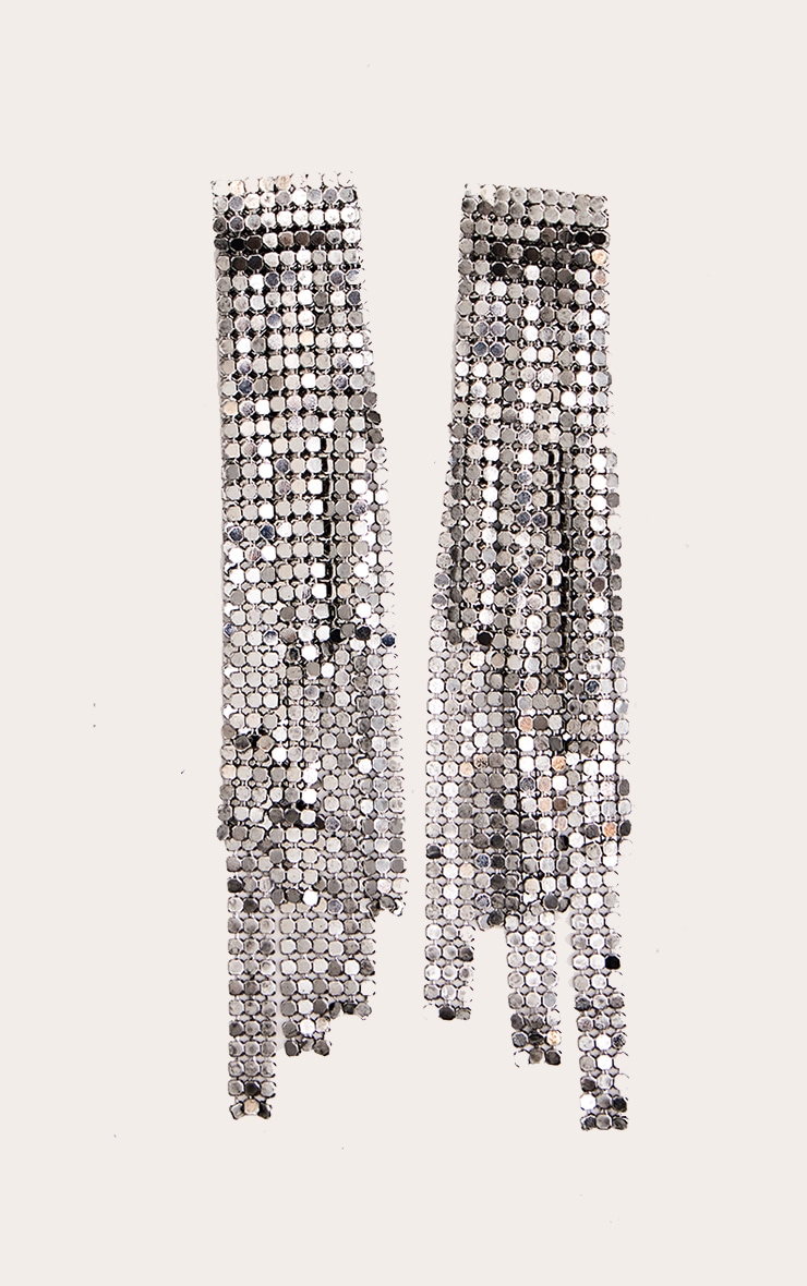Boucles d'oreilles imposantes argentées drapées en maillons image 2