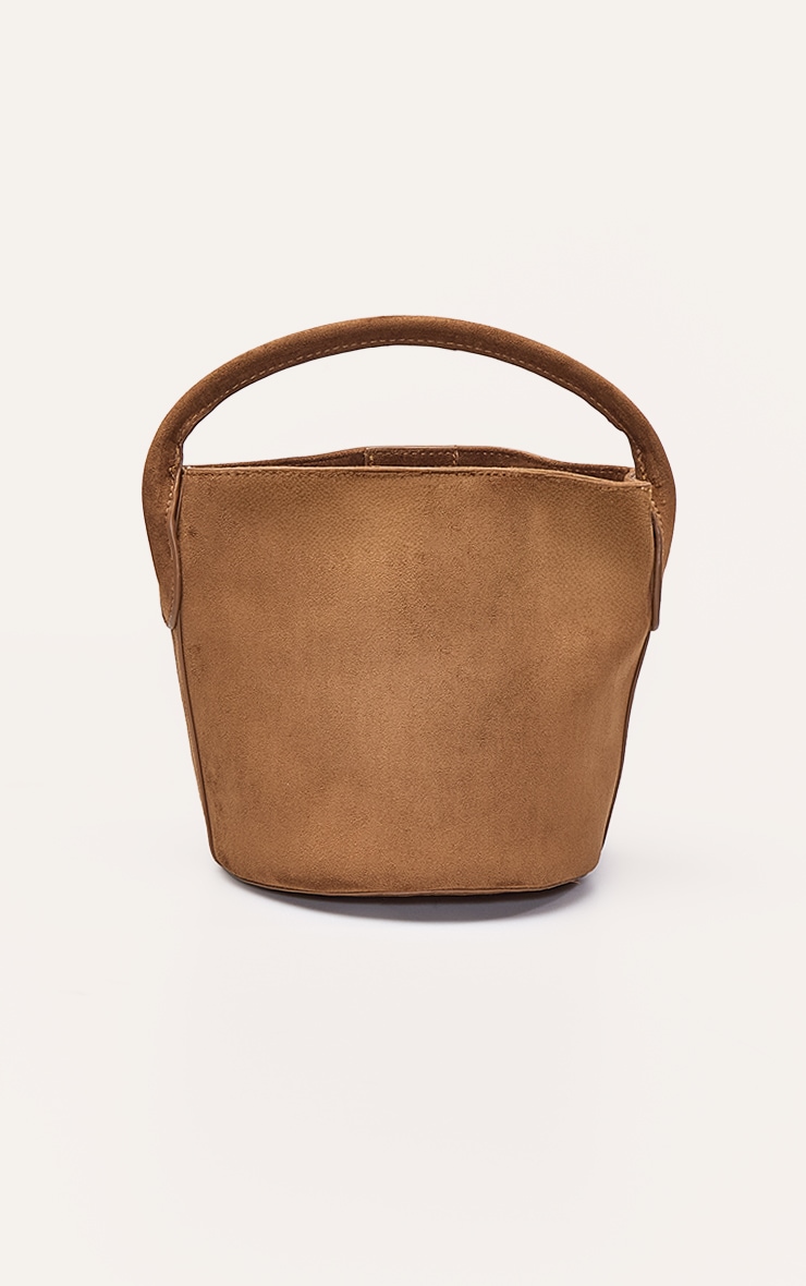 Tan Faux Suede Gold Stud Detail Cross Body Bag image 4