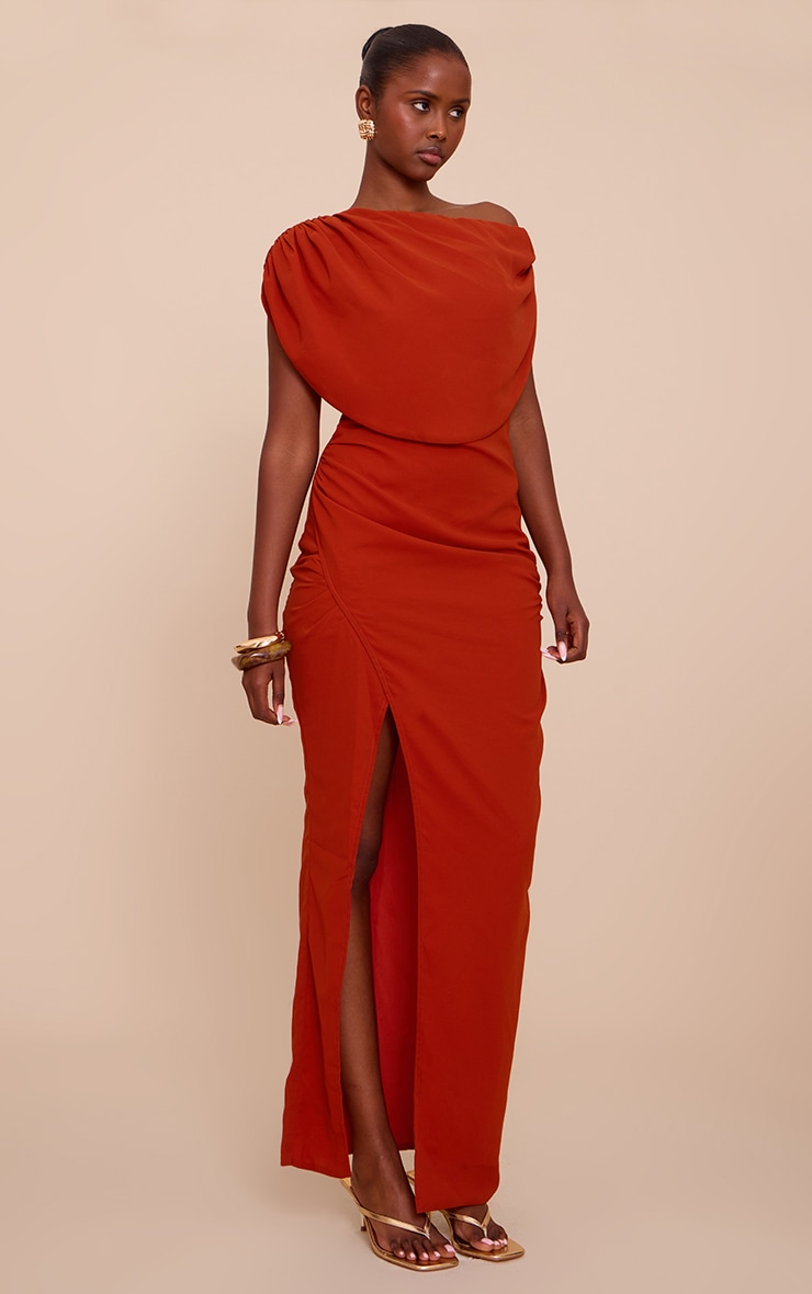 Rust Chiffon Maxi Dress image 3