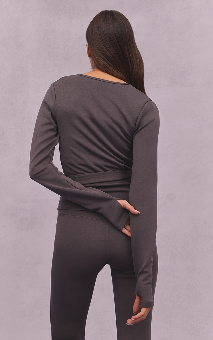 Charcoal Super Soft Wrap Top image 2