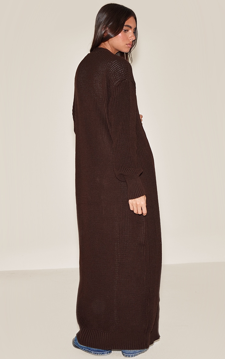 Chocolate Maxi Style Knitted Cardigan image 2