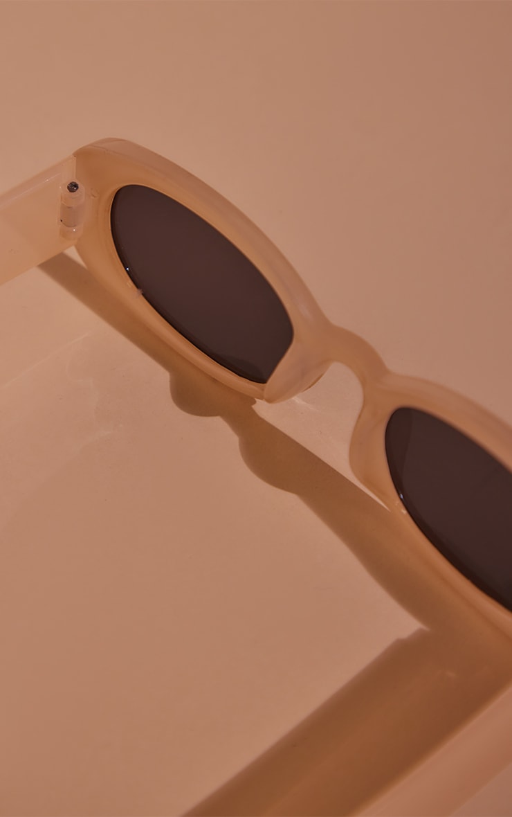  Cream Simple Rounded Sunglasses image 3